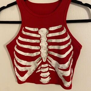 SHEIN Red Ribbed Knit Top